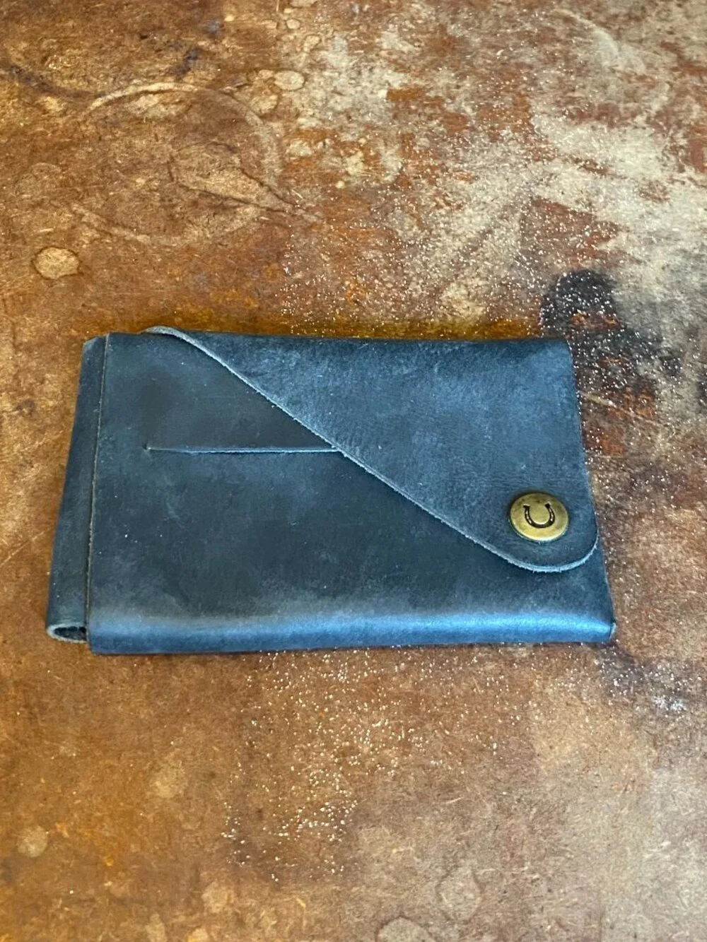 Crazy Horse Craft Minimalist Leather Wallet Card Holder No Stitch Black